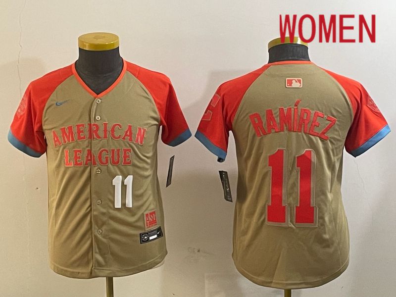 Women Cleveland Indians #11 Ramirez Orange All star 2024 Nike MLB Jersey style 3->youth mlb jersey->Youth Jersey